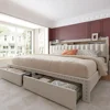 Bed Frame with Storage and Headboard, Upholstered King Bed Frame with Storage and 2 Drawers Bed,Frame with Storage 2