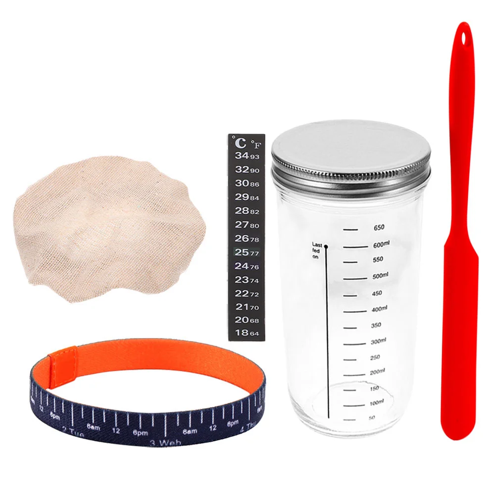 

1 Set of Sourdough Starter Glass Jar Kit Wide Mouth Sourdough Starter Jar with Spatula Glass Jar