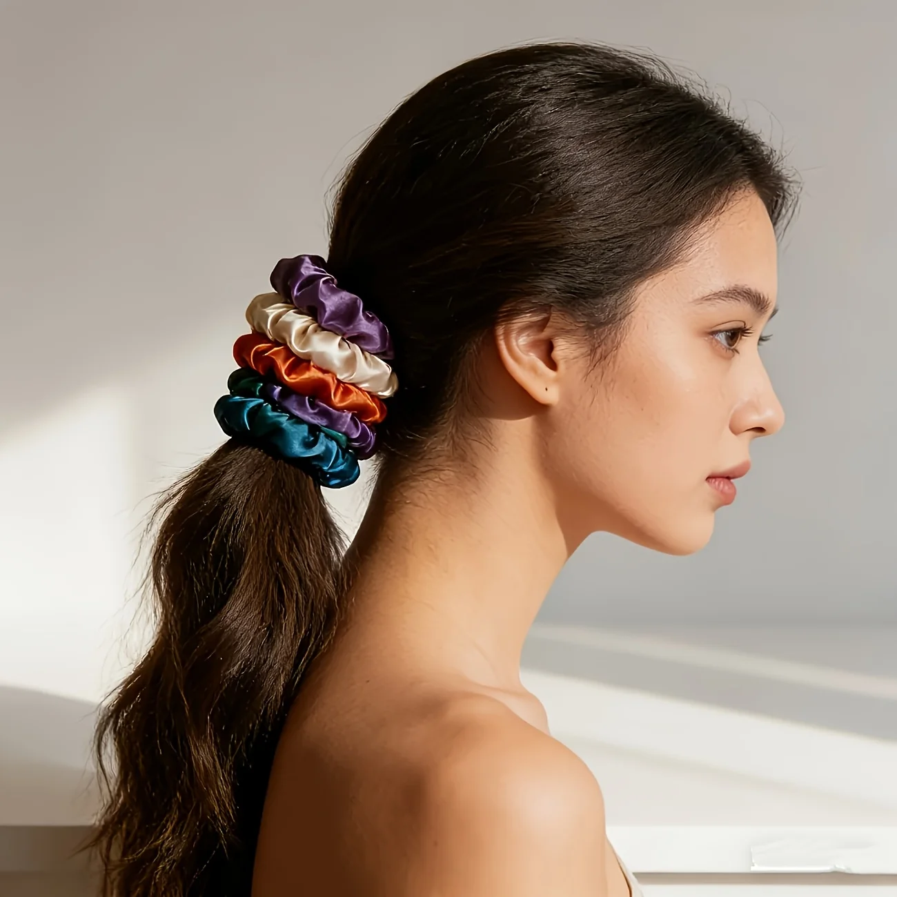 Elegant Satin Multi-Color Hair Ties - High Elasticity, Gentle & Versatile
