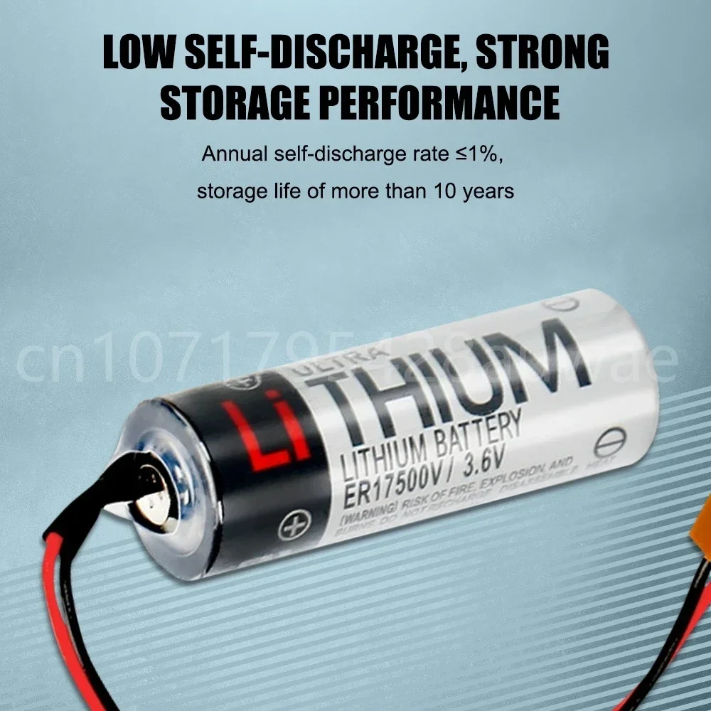 20PCS 100% Original 3.6V 2700mAh ER17500V ER17/50 CS1W-BAT01 PLC Lithium Battery With Brown Plugs Connectors 4