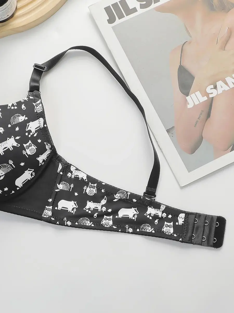 Women's Sexy Cartoon Design With Steel Ring Gathering Push Up Underwear Daily Casual And Comfortable Close Fitting Bra B6052 5