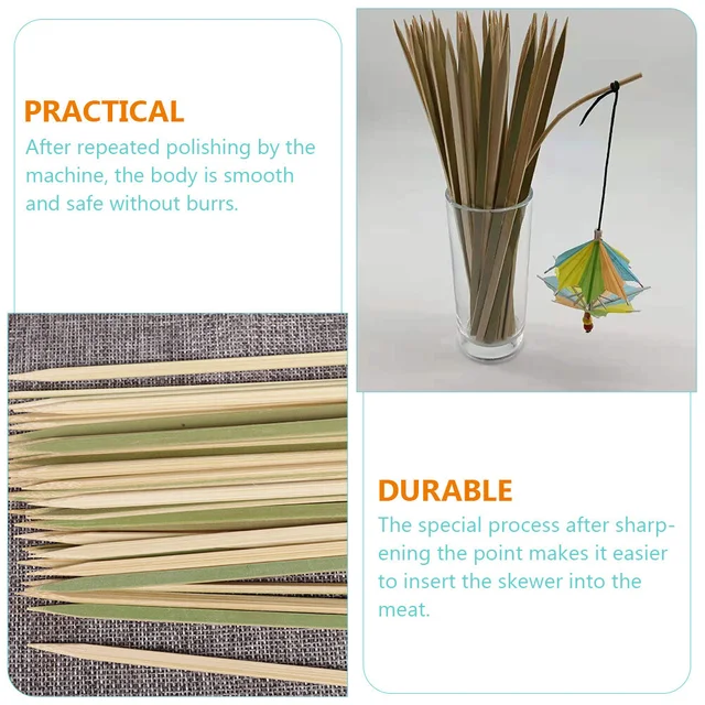 100 Db Grillező Jel Grill Botok Grillálva A Nyársokat Ravaszító Fa Bbq Bamboo Kabob - Image 3