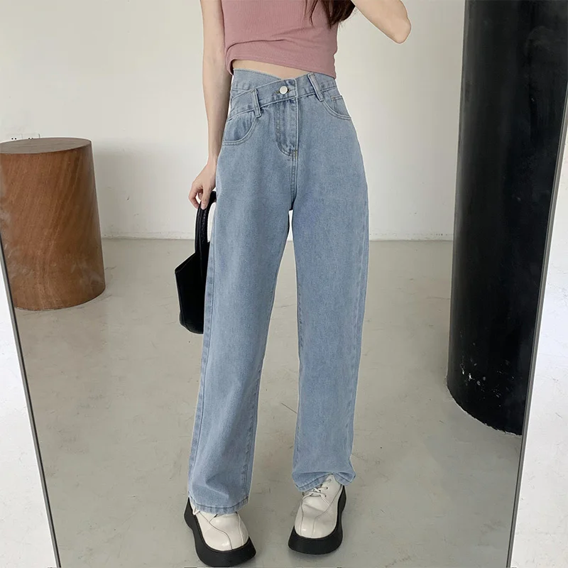 

Women's Pants Streetwear Vintage Jeans Woman Denim Female Clothing Straight Leg Jeans Woman High Waist Korean Fashion Y2k 2023