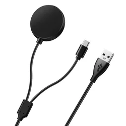 Dual - Function Smartwatch Charger Cable (Black)