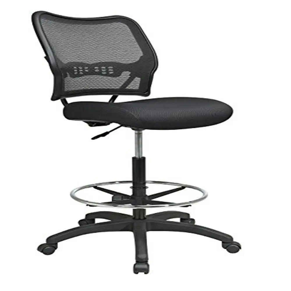 

Deluxe AirGrid Back Mesh Seat Adjustable Footring Drafting Chair Pneumatic Nylon Base Approved Commercial Use Lumbar Support