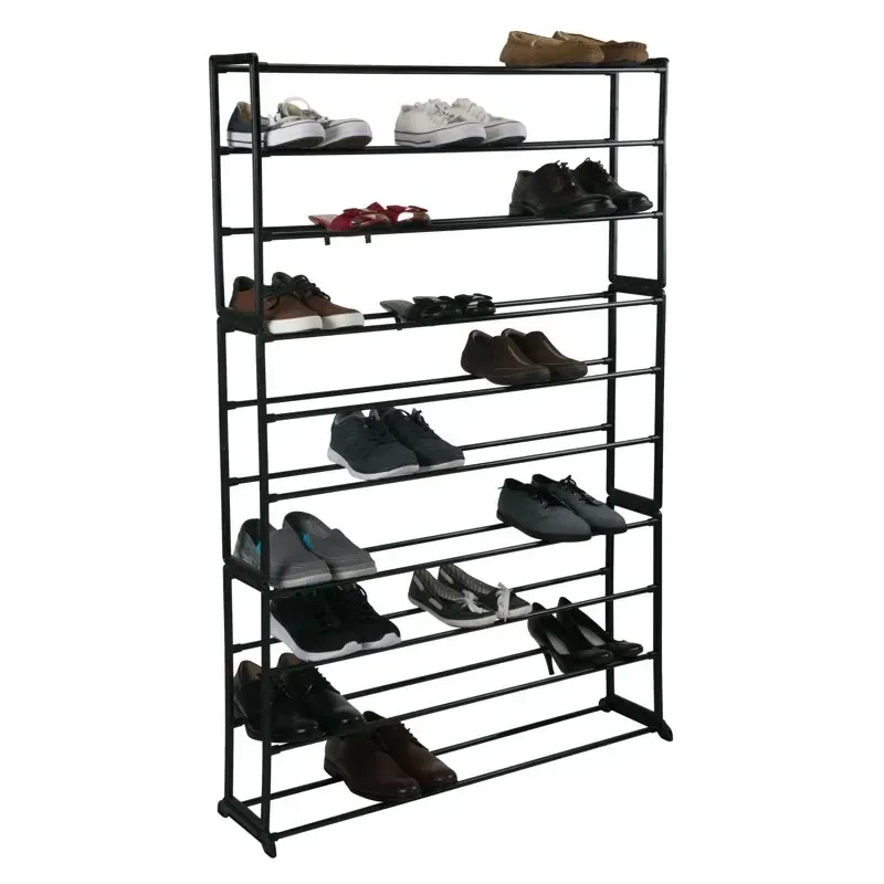 

10 Tier 50 Pair Shoe Organizer Rack in Black Shoe Shelf Living Room Furniture