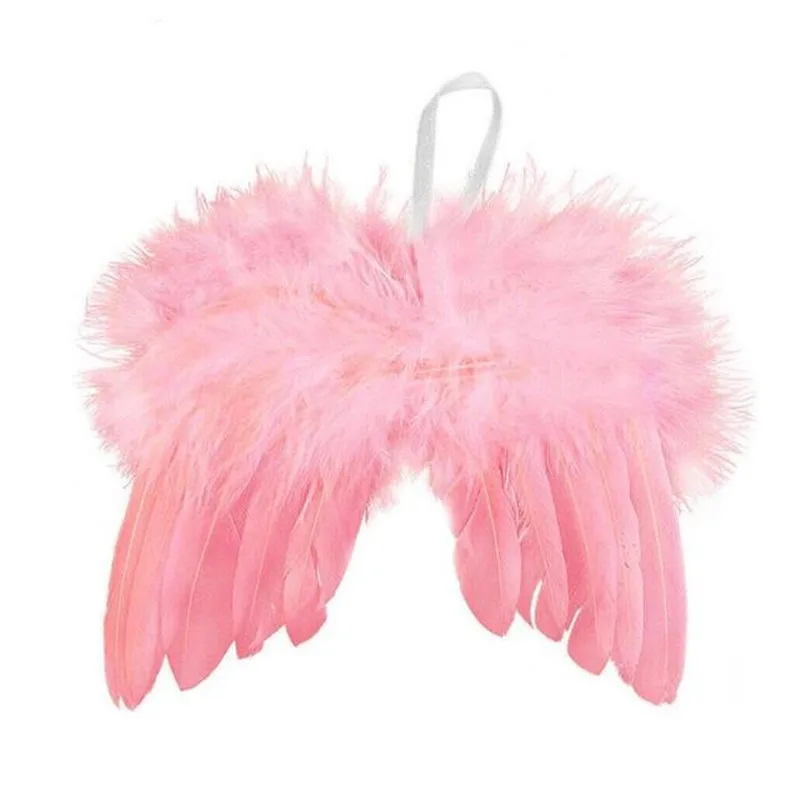 thumbnail image 1 of Adorno colgante para árbol de Navidad con alas de plumas blancas de ángel, adorno de boda blanco de alta calidad para Navidad, accesorios para bebés, 1 of 5