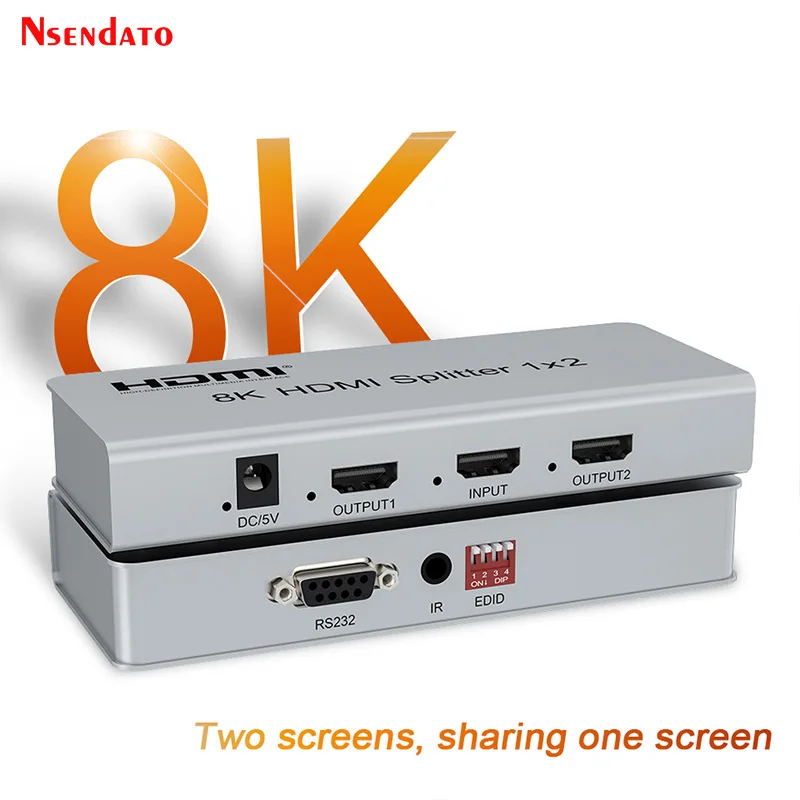 8K 60Hz HDR HDMI Splitter 1x2 4K 60hz HDMI 2.0 Splitter Converter 1 In 2 Out HDMI Switch For 7680x4320P for TV PS5 Xbox Game PC