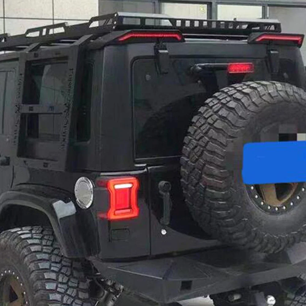 

SXMA JL1245 Tail Spoiler Rear Roof Wing Splitter Spoiler Tail Split Tailplane Turn Signal Brake Light For Jeep Wrangler JL 18+