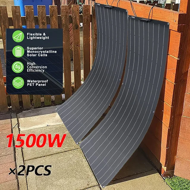 1500W 3000W panneau solaire 1000W solaire haute efficacité Portable batterie externe charge Flexible cellules solaires extérieures pour le Camping à la maison 1