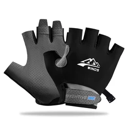 Unisex Breathable Fingerless Cycling Gloves with UV Protection for Summer Outdoor Sports (Black)