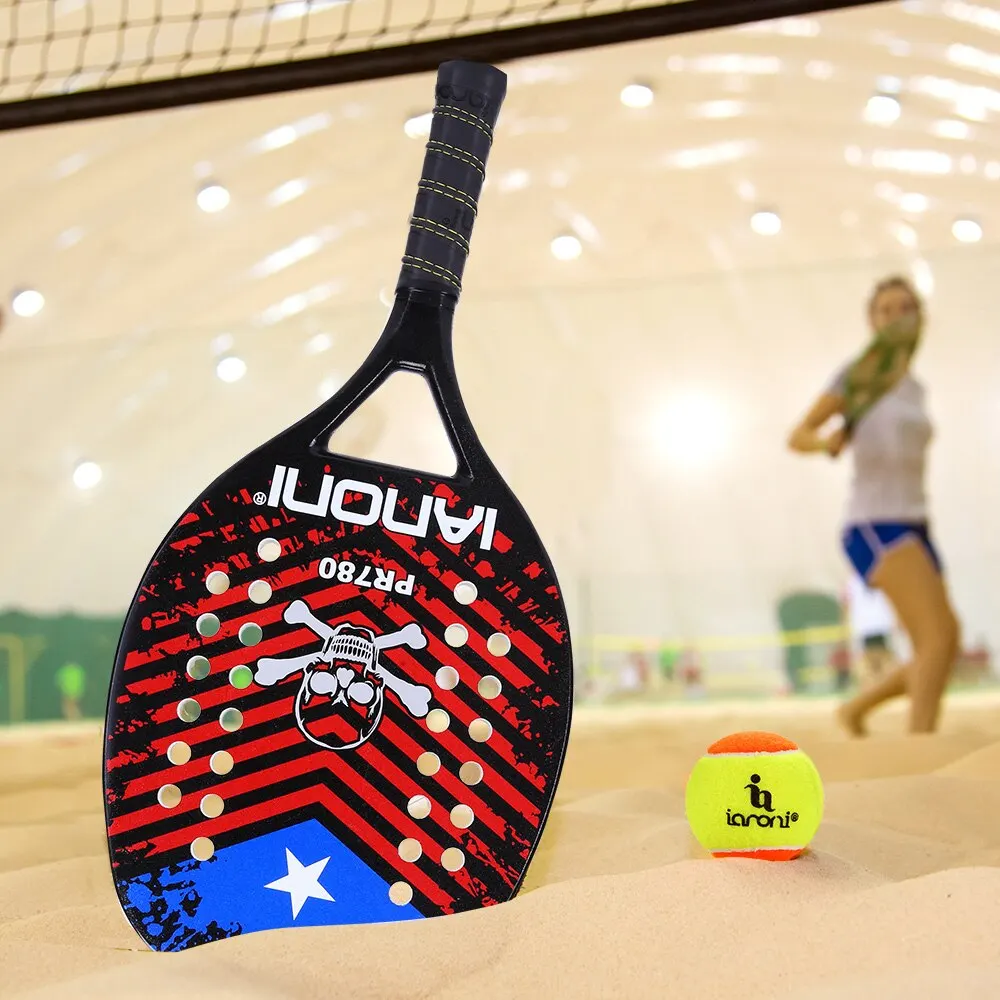 IANONI Beach Tennis Racket,Carbon Fiber Grit Face with EVA Memory Foam Core