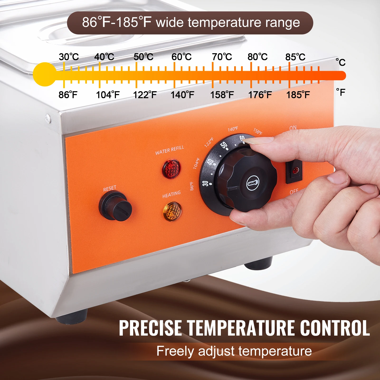 SucceBuy 2 3 Tanks Electric Chocolate Tempering Machine Chocolate cascade Melting Pot for Kitchen home appliance 3