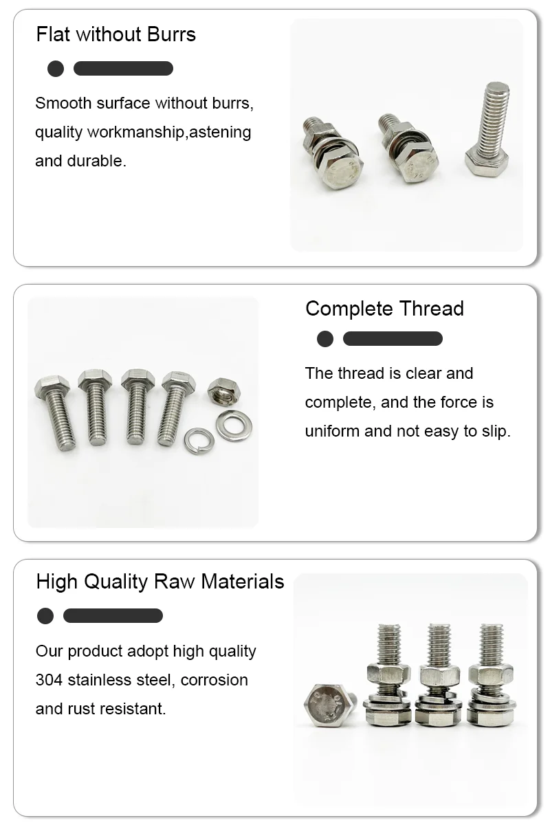 304 Stainless Steel Hexagon Screw Nut Flat Washer Spring
