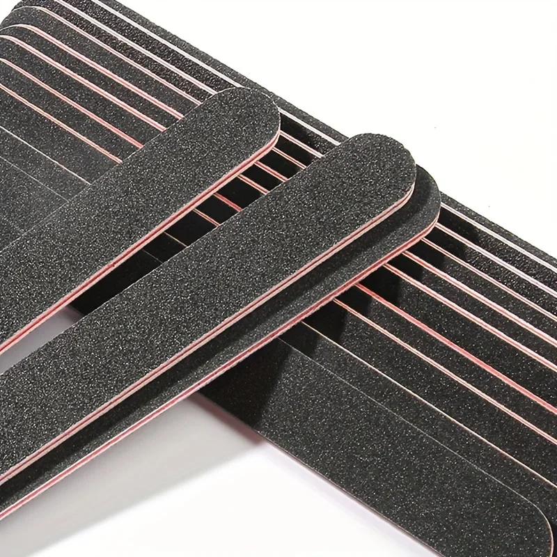 Professional Double-Sided Nail File Set, 10pcs Black Matte Board Manicure and Sanding Tools, Washable Dual-Sided Nail Files