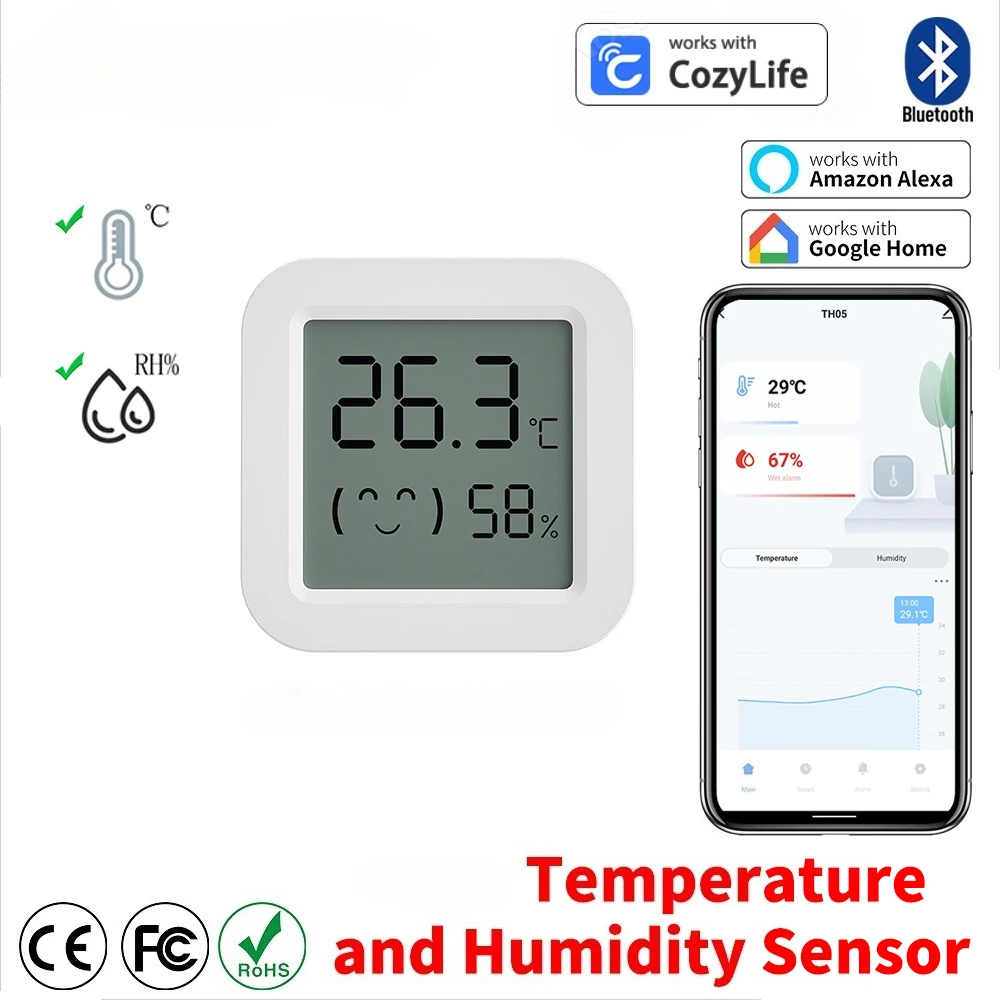 Smart Temperature Sensor Mini LCD Display Bluetooth APP Remote Control