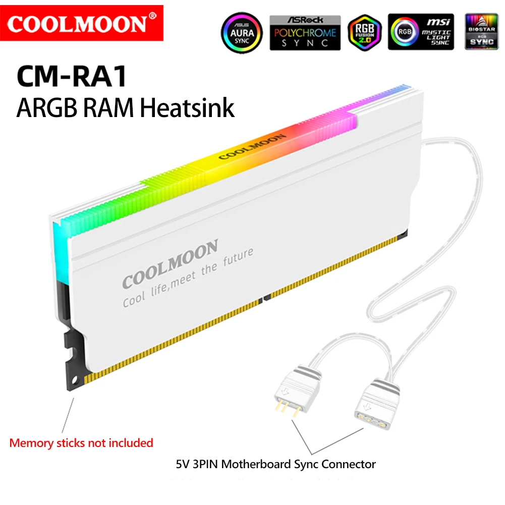 5V-3PIN ARGB DDR4 DDR3 Memory Heat Sink Aura Sync Memory Cooling Vest with Thermal Silicone Pad for Desktop Computer PC Memory