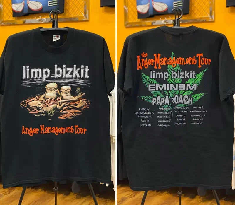 

Limp Bizkit 00' The Anger Management Tour 2 sided basic black T shirt NH7804 long or short sleeves