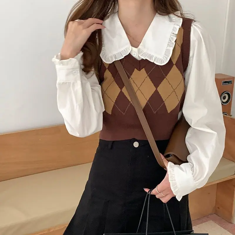 

White Doll Collar Inner Shirt Women's Clothing Spring and Autumn Design Sense Niche New Style Cute Youth-Looking Long Sleeve Top