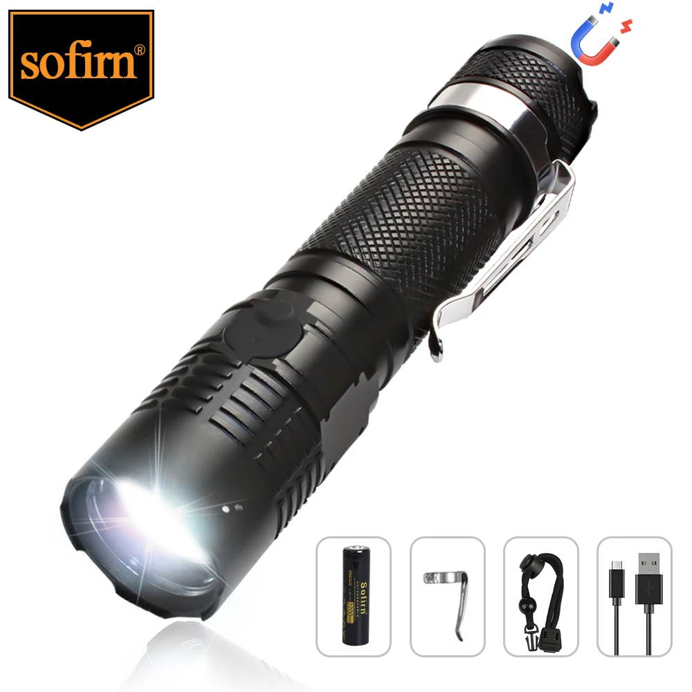 S11C Zoomable Flashlight 1000lm LH351D 5000K LED Torch Portable USB C Rechargeable 18650 EDC Lantern with Power Indicator