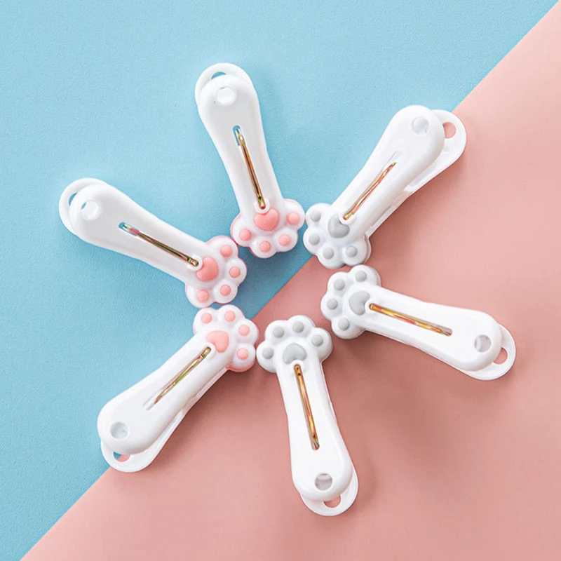 12pcs/set Cute Cat Paw Clothes Pegs Photo Clip Windproof Underwear Beach Towel Clip Strong Plastic Laundry Clips 5