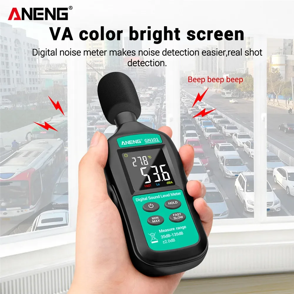ANENG GN101 Digital Noise Meter Measurement 35-135 db Intelligent Sound Level Meter Decibel Monitor Logger  Diagnostic-Tool 2
