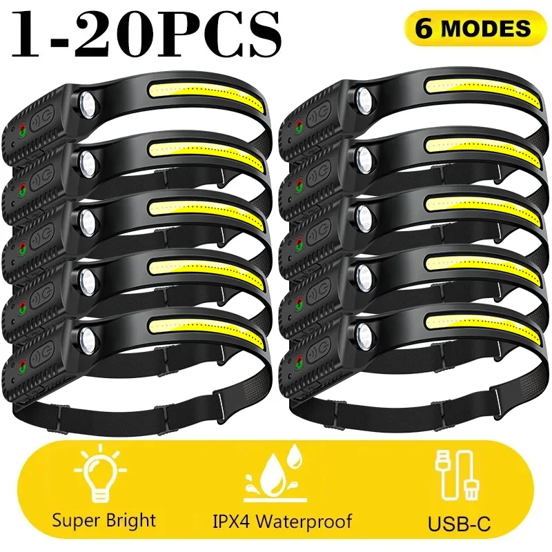 Lampe Frontale LED 14 Lumières – Puissant éclairage Pour La Tête, Main Libre – Lampe Torche De Poche Neuve