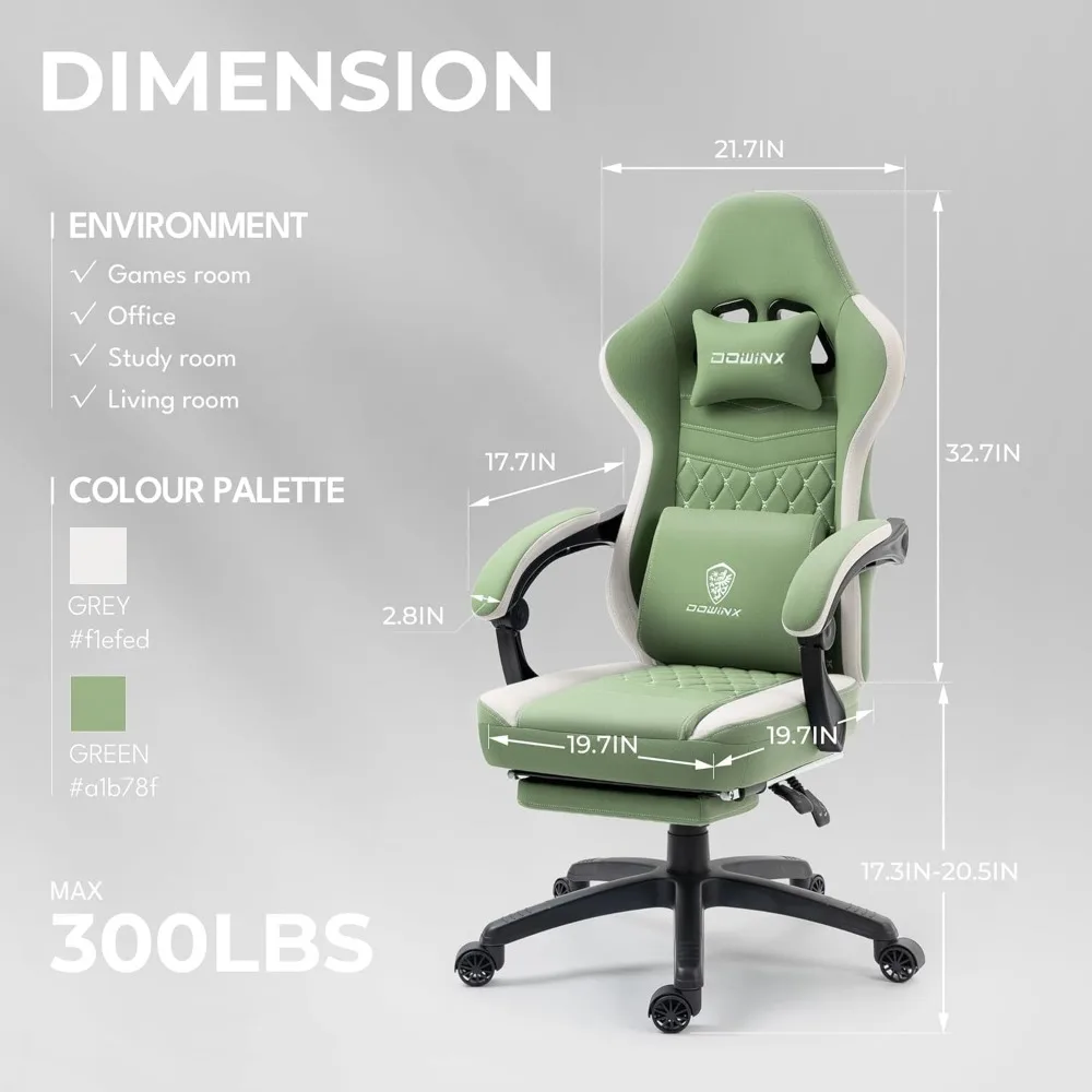 Gaming Chair Breathable Fabric Computer Chair with Pocket Spring Cushion, Comfortable Office Chair with Gel Pad and Storage Bag 3