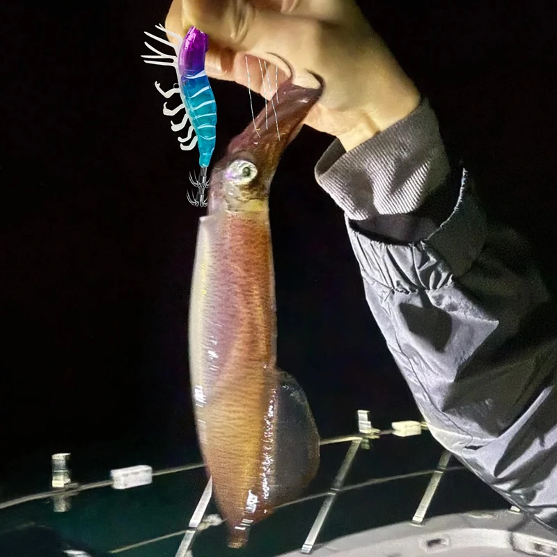 1/5pcs Shrimp Squid Jig Fishing Bait Luminous Cuttlefish Horizontal Slow Sinking Lure Wood Shrimp Octopus Egi Bait쭈꾸미 에기