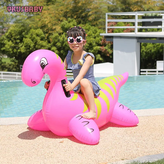 Inflatable Water Park Cartoon Children Pink Dinosaur Playing Water Surfing Toys Ride On Toy Pool Rafts Plesiosaurus Animal 1