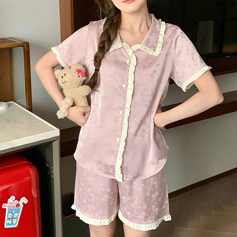 French Senior Sense of Light Luxury Ice Silk Pajamas Female Summer New Small Perfume Jacquard Short-Sleeved Loungewear Suit