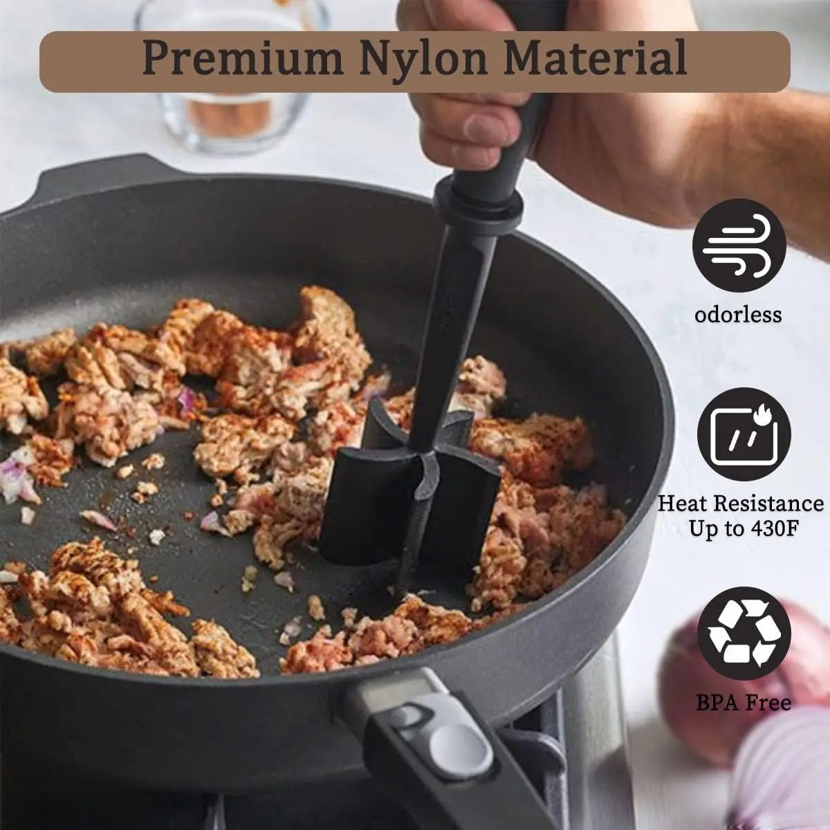 Kitchen Meat Chopper Ground Beef Masher Utensil Heat Resistant Non-Stick Hamburger Choppe Potato Masher Tool Kitchen Gadgets meat grinder