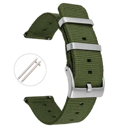 Durable Nylon Weave Watch Band with Stainless Steel Buckle - Quick Release, Waterproof Wrist Strap - 22mm (Army Green)