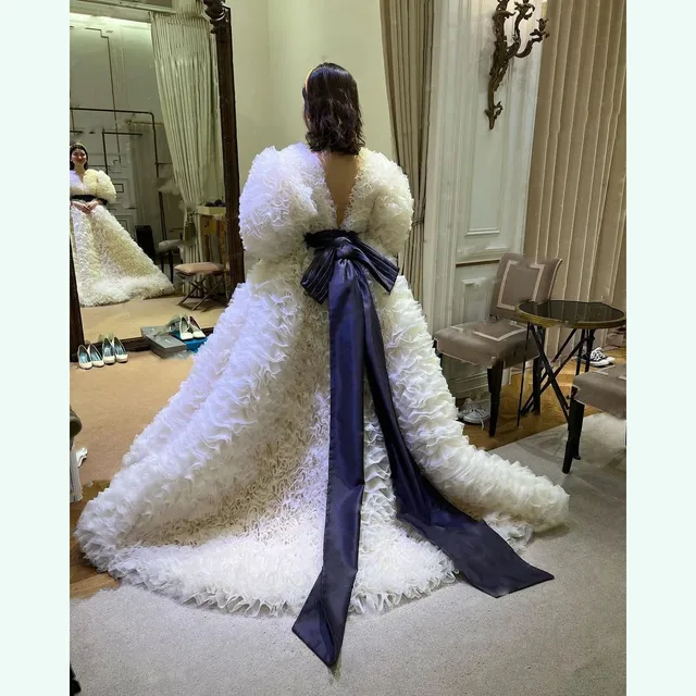 Abito Estivo Sexy Con Scollo A V E Volant - Abito Da Sera Donna Per Feste Ed Occasioni Speciali - Foto 12