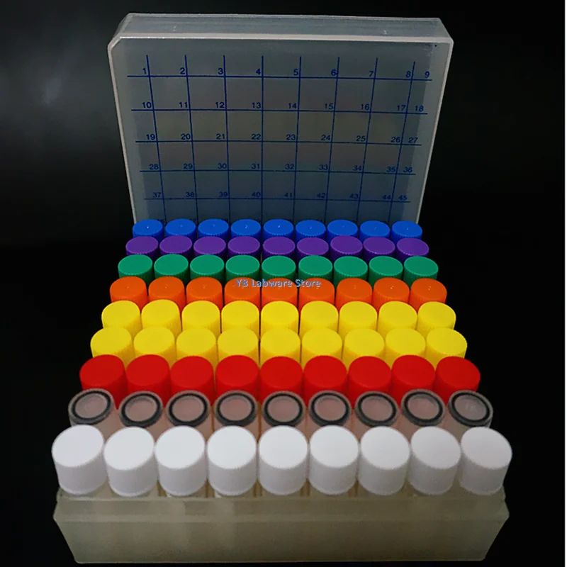 1Set Include One Piece 81- Lattice Digital Code Storage Box For Store Cryovial+81Pieces 1.8ml Plastic Refrigerating Tube
