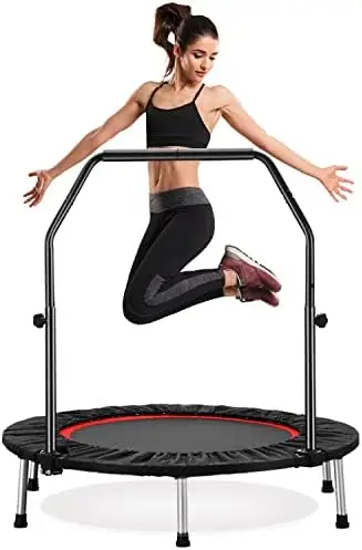 

40" Mini Trampoline, Rebounder Trampoline for Adults,Fitness Trampoline Indoor with Adjustable Bar Rebounder Trampoline Jump