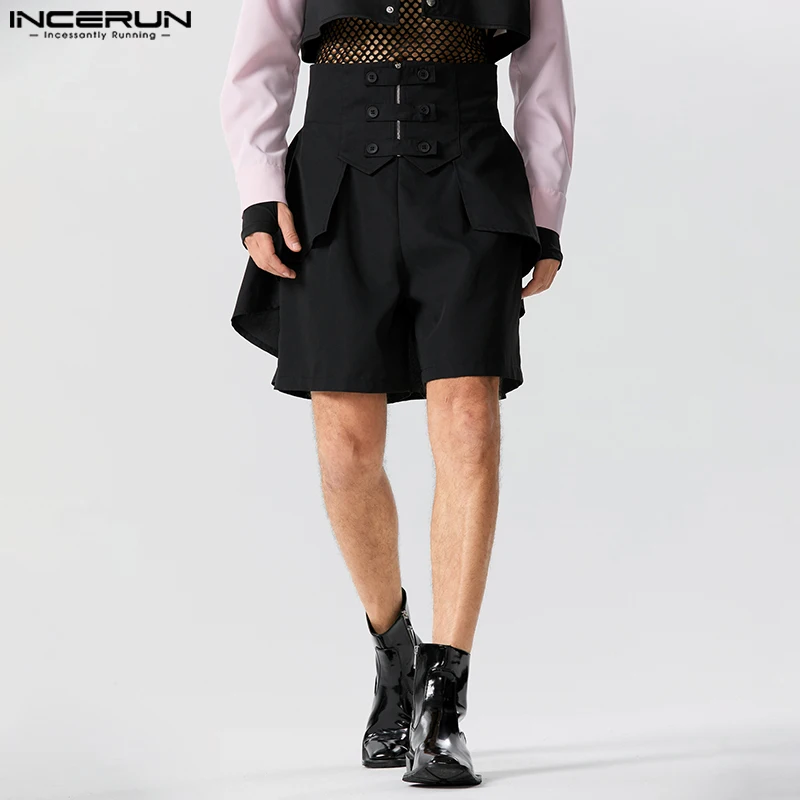 

Casual Streetwear Style Shorts INCERUN New Men Solid High Waisted Design Shorts Fashion Male Loose Swallowtail Shorts S-5XL 2023