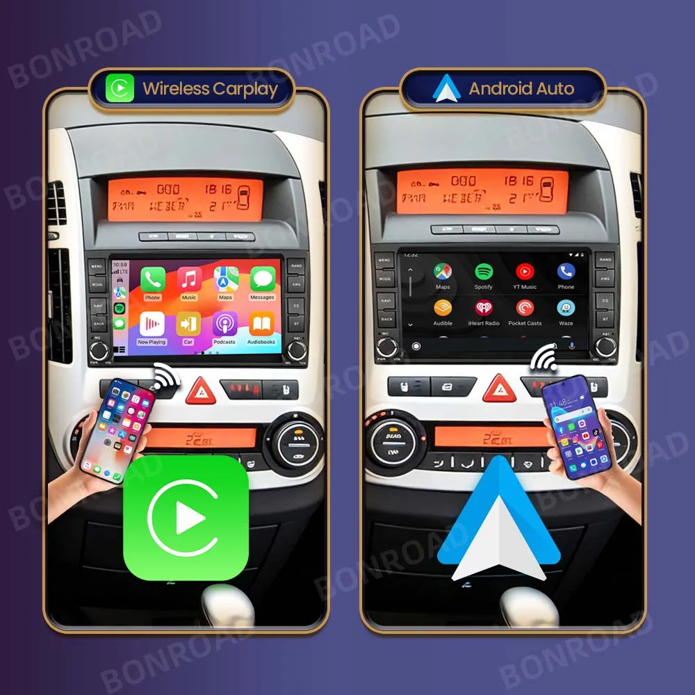 BONROAD Radio Multimedia para Auto con Sistema Linux de 7 Pulgadas y Pantalla Táctil para KIA Ceed 2007 2008 2009, Carplay Inalámbrico, Android Auto, Estéreo Inteligente para Auto con Bluetooth, Llamadas Manos Libres, Audio DSP, Radio RDS, Mirror Link, Reproductor de Youtube, Cámara Trasera, Reproductor de Audio para Auto 4