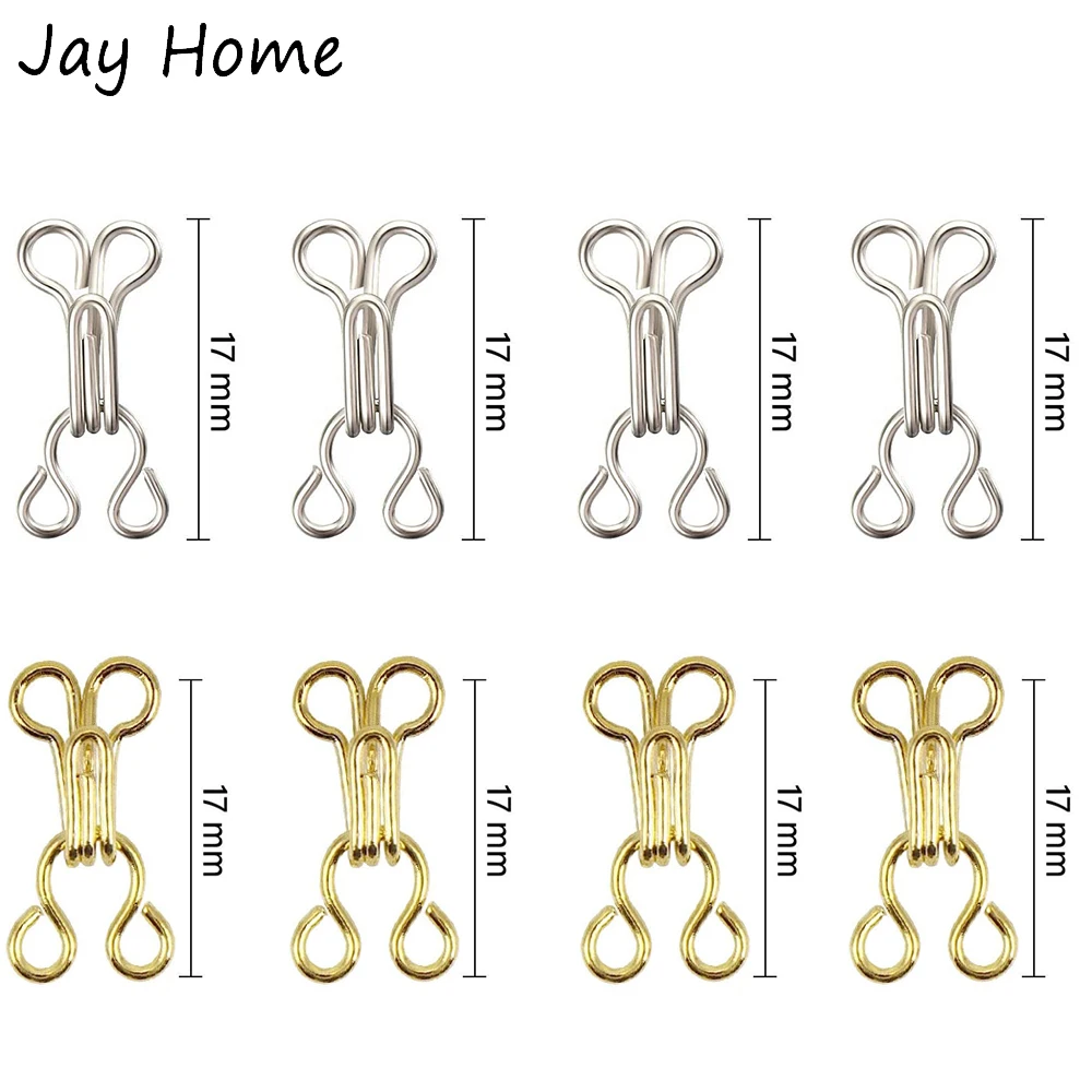 100 Set Metal Sewing Hook and Eye 3# Bra Hooks for Skirt Clothing