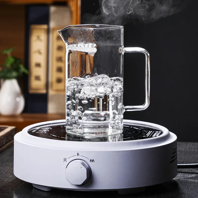 Glass Tea Cup Household Thick Glass Fair Cup Tea Pot Heat-resistant Square Crescent Shaped Filter Integrated Strainer