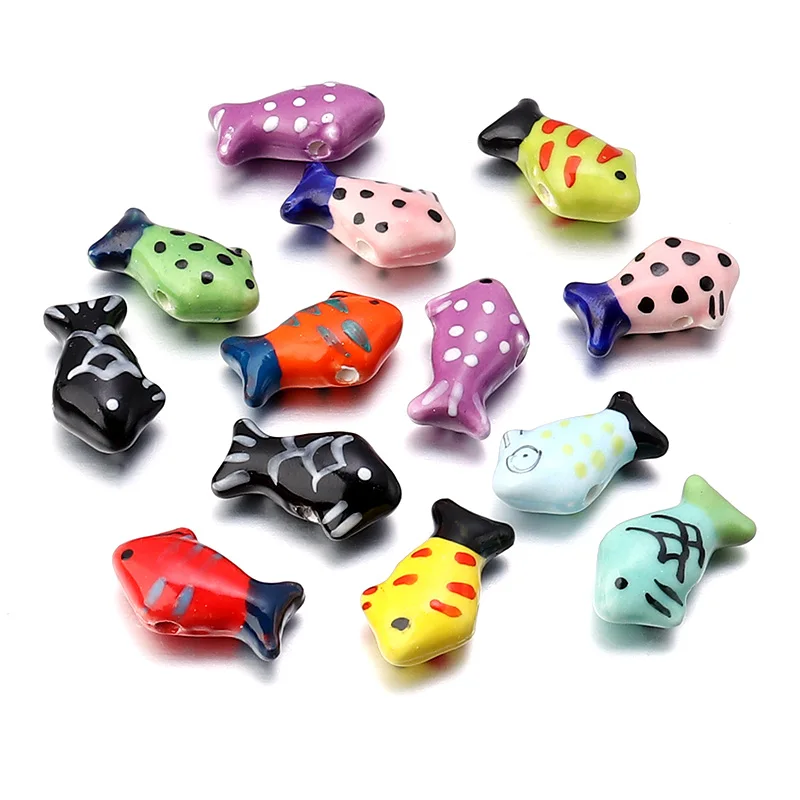 5 teile/los bunte Fisch perlen niedliche Tier keramik perlen lose Perlen für Kinder diy Schmuck, der Armbänder neckalace Geschenke macht – Detail 8