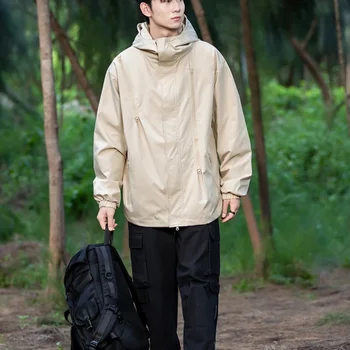 الشارع الشهير الرجال في الهواء الطلق سترة مضادة للماء الخريف سترة واقية معطف المطر تنفس المشي لمسافات طويلة التخييم التكتيكية السترات الذكور الملابس 2