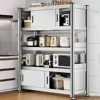 ตู้ครัวสแตนเลสพร้อมประตูพื้นหลายชั้นตู้บานเลื่อนชั้นวางของเฟอร์นิเจอร์บ้านอเนกประสงค์ 4