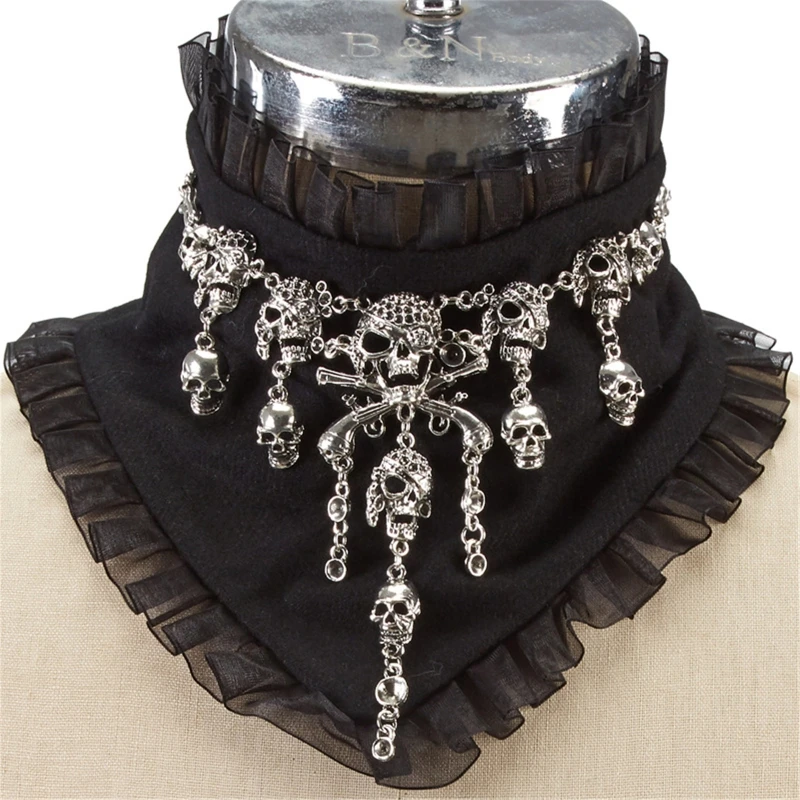 

Goth Turtleneck Women Dickey Collar Ruffle Turtleneck Blouse Steampunk Collar