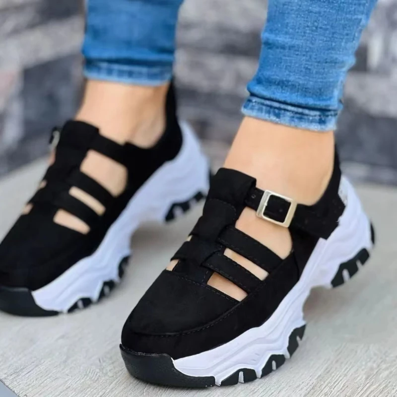 New Thick-soled Women's Sports Shoes Fashion Casual Comfortable Slip-on Flat Shoes Women's Heightening Vulcanized women shoes women sneakers