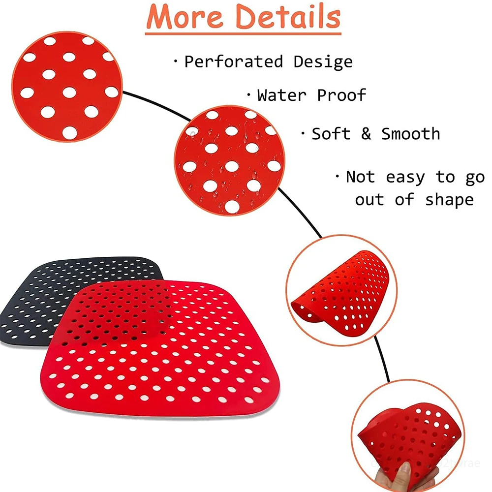 21.5cm Square Silicone Airfryer Liner Reusable Air Fryer Liners for 5QT or Bigger Non-Stick Easy Clean Air Fryer Accessories air fryer liners,air fryer accessories