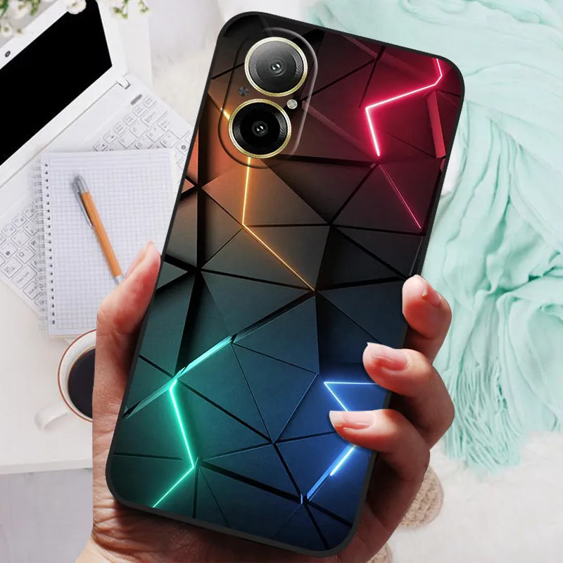 Floral Painted Silicone Phone Case - Black Matte Finish