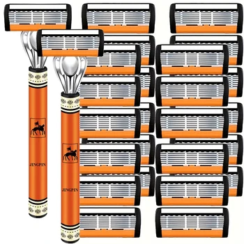 6-layer razor blade, men's stainless steel blade, classic water washed razor, sharp blade for clean shaving