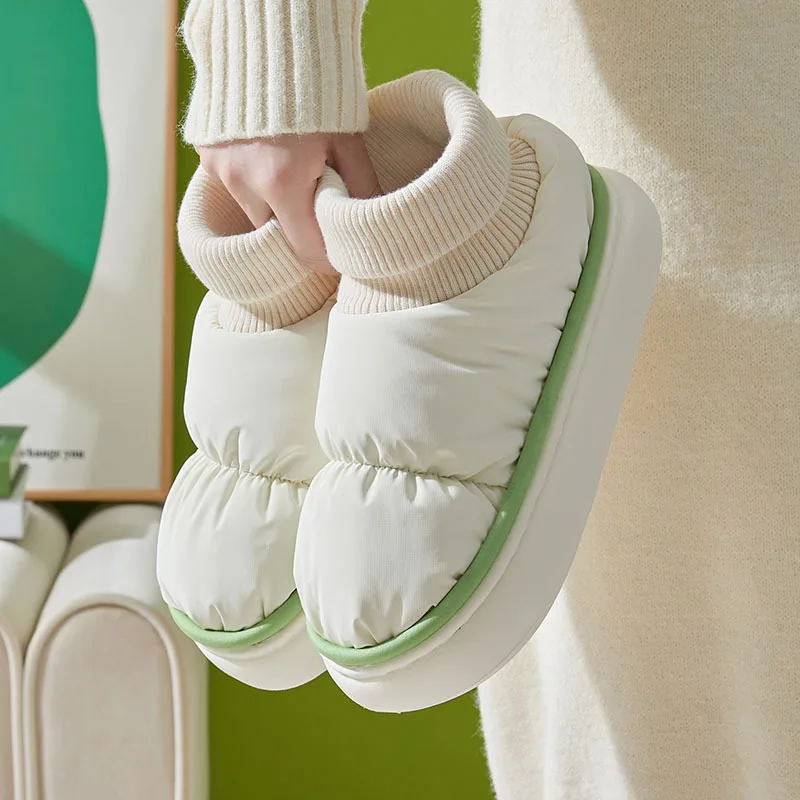 

A77 home waterproof cotton slippers for women in winter, indoor couples thick-soled warm removable cotton shoes