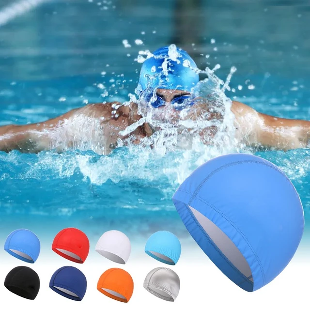 Bonnet de piscine plissé pour femme, bonnet de natation en nylon